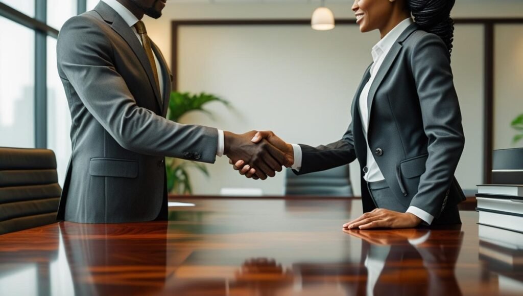 
Job seeker attending an interview, improving chances to get employed.