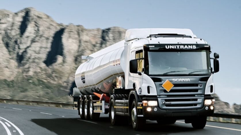 Unitrans truck on the road – hiring Ultra-Heavy and Petroleum Tanker Drivers in South Africa